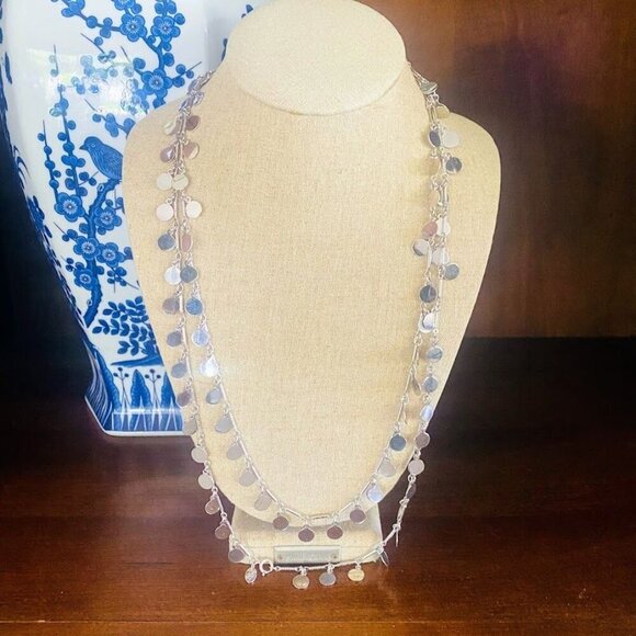 Vintage Vendome Silver Sparkle Round Disk Chain Necklace 52" - Picture 5 of 7